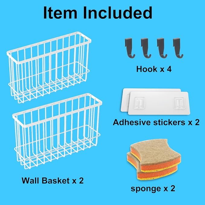 Cabinet Door Organizer 2Pcs, Foil and Plastic Wrap Organizer with 2 Sponges, Cabinet Door Storage with 2 Caddy Adhesive, for Aluminum Foil, Plastic Wrap, Wool Dryer Balls, White,(Medium, Large) - Image 4