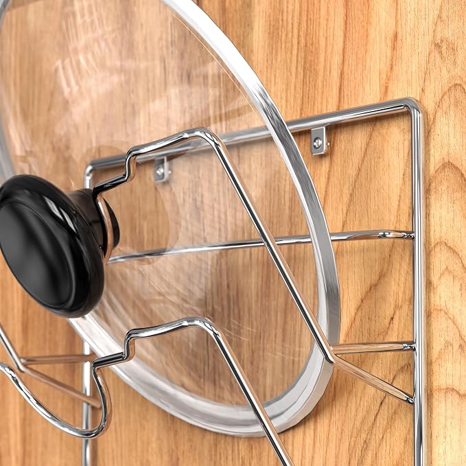 Simple Houseware Wall Door Mounted Pot Lid Rack Organizer, Chrome Finish - Image 5