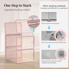 Kuject X-Large Shoe Storage Boxes 12 Pack, Clear Stackable Shoe Organizer | Shoe Case for Closet, Entryway & Under-Bed Storage, Drop-Front Design, Space-Saving Solution for Family Organization,Pink - Image 4