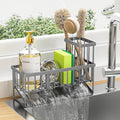 Cisily Sink Caddy Organzier with High Brush Holder, Sponge Holder for Sink, 304 Rustproof Stainless, Kitchen Countertop Soap Dispenser Organizer, Gray Kitchen Decor and Accessories by CISILYHOMELIFE