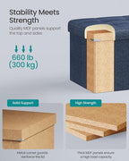 SONGMICS 43.3 Inches Folding Storage Ottoman Bench, Load 660 lb | Ottoman Foot Rest, Storage Chest, for Living Room, Entryway, Midnight Blue and Ink Black, MINOTA Collection ULSF77IN - Image 4
