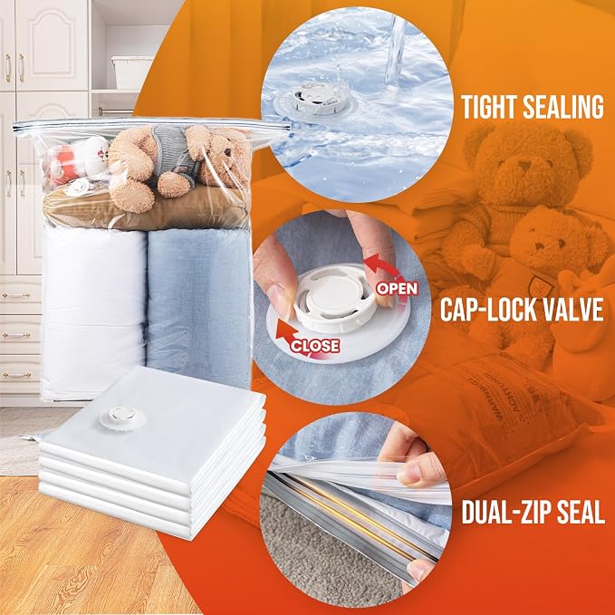 TAILI 10 Pack Vacuum Storage Bags, Jumbo Size (31×40 inch), Cream - Image 5