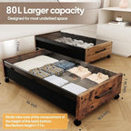 Under Bed Storage with Wheels, 2 Packs Wooden Storage Containers Extra Large Underbed Shoes Organizer, Rolling Under Bed Storage Drawers with Clear Lid, Heavy Duty for Clothes Toys 36"L (Black) - Image 2