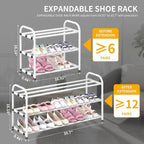 Hleelomi 3-Tier Metal Expandable Shoe Rack for Closet and Entryway, White - Image 2
