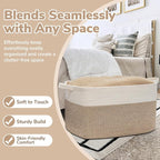 Goodpick Large Woven Rope Blanket Basket, Rectangle, White & Light Brown - Image 5