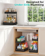EVERIE Metal Pull Out Slide Shelf Organizer for Under Sink Organization in Kitchen, Bathroom, Counter, Cabinets, Minimum Available Space 13" Wide x 16.5" Deep (Black, 1 Set) - Image 6