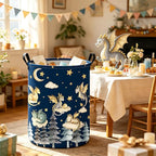 Round Dragon Print Waterproof Foldable Household Laundry Hamper - Image 4