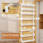 Pantry Door Organizers and Storage,8-Tier Large Wide Metal Heavy-Duty Frame Over the Door Spice Rack, 2 in 1 Wall-Mounted or Hanging shelf for Kitchen, Bathroom, Laundry Room, Bedroom, Closet &Nursery - Image 2