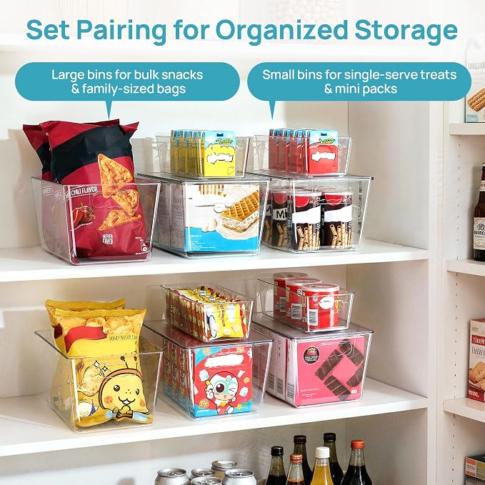 Vtopmart 8 Pack Clear Storage Bins with Lid Set for Pantry Organizer - Image 3