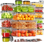 KEMETHY 36-Piece Food Storage Containers with Lids(18 Container & 18 Lid), Plastic Food Containers for Pantry & Kitchen Storage and Organization, BPA-Free, Leak Proof, Reusable with Labels & Pen by KEMETHYFocusesonCreatingEfficientStorageProductswithQualityMaterials