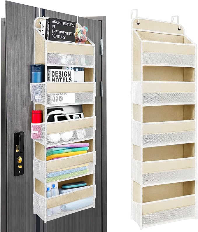 Space Saving Over The Door Organizer,5 Shelves & 8 Side Pockets,Anti Tilt Hanging Behind Door Storage,Heavy-Duty Reinforced Mesh Rack Holds 44lb for Bathroom,Pantry, Nursery,Closet, Shoes, Towels by Unknown