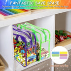 6 Colors Large Toy Storage Bags Reusable Clear Toy Organizer with Labels - Image 5