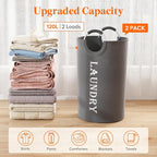 Lifewit 2 Pack 120L Laundry Basket with Aluminum Handles, Grey - Image 4
