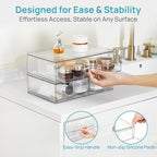 Vtopmart Clear Stackable Storage Drawers, 2 Pack Wide Plastic Organizers - Image 8