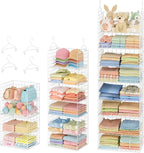 8 Tier Extended Width Hanging Closet Organizer, Sweater Storage for Closet Organizer System, Stackable Wire Basket Bins for Clothes Purse Shoes, Hanging Shelves with 4 Hooks & 4 Dividers Adjustable by Yuyetuyo