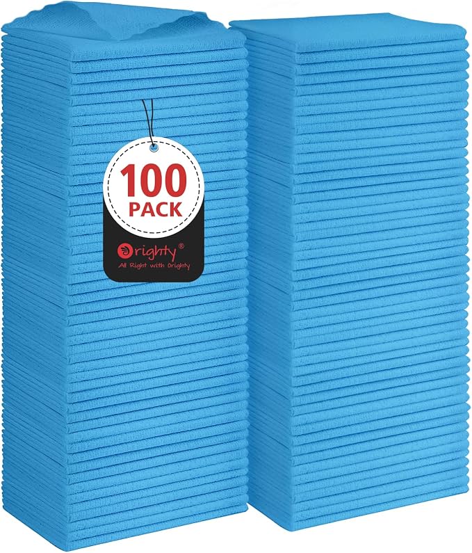Orighty Microfiber Cleaning Cloth Bulk, 100 Pack, 11.5x11.5 inch, Blue by AllRightinOrighty