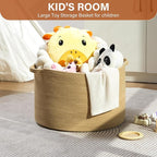 Foldable Laundry Hamper Basket with Collapsible Handle Cotton Rope Soft Woven Fabric Storage Organizer Clothes Toys Nursery Bedroom Dorm Space Saving Bin (Camel, 65L(19.7"D x 12.6"H)) - Image 3