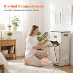 SOLEDI 120L Tall Laundry Hamper with Lid & Delicates Compartment, Clothes Hamper with Removable Liner Bag, Dirty Clothes Basket for Bedroom, Bathroom, Dorm, Apartment, Light beige - Image 3
