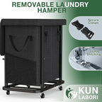 Laundry Basket with Lid,190L Rolling Laundry Hamper with Wheels,Black - Image 5