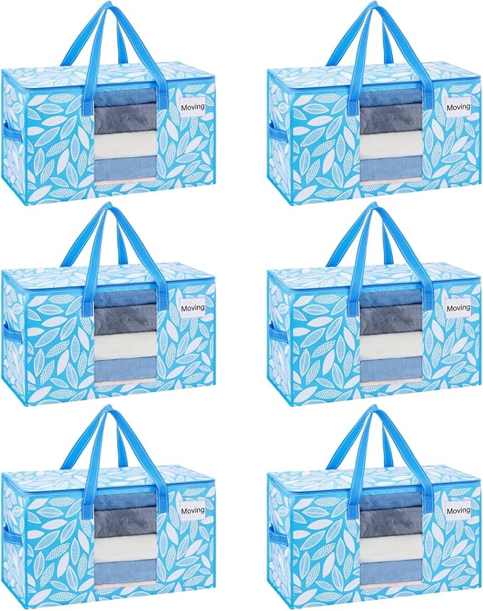 VENO Moving Bags, Wide Open Top, Clear Window, Spring Breeze, 6 Pack by Veno