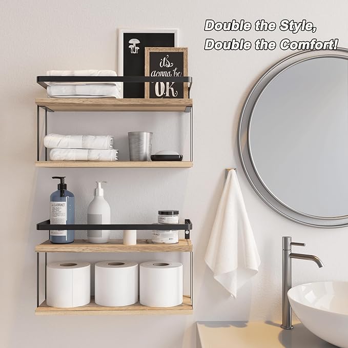 RICHER HOUSE Floating Shelves Bathroom, Wall Mounted Shelf Over Toilet - Image 5