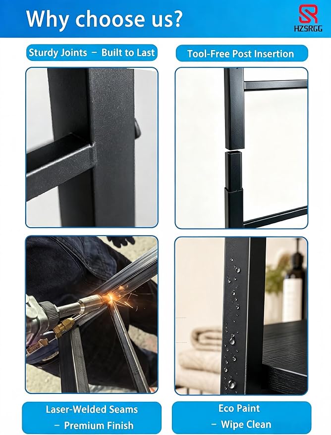 Pre-Welded Over The Toilet Storage Cabinet, 4-Tier 3-Screw Quick Install Bathroom Organizer, No Handyman Required, Laser Welding, eco-Friendly Paint Coating.（Black） - Image 4