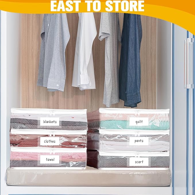 Plastic Storage Bags with Easy-Glide Zipper, Pack of 8, Durable Clear Vinyl Zippered Storage Bags for Clothes Sweaters Comforters Blankets Sheets Bedding (15 x 12 x 5 Inch, Transparent White) - Image 2