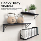 BAYKA Wall Mounted Floating Shelves, Wood, Black, Set of 3, 36in - Image 5