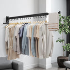 ZdwCyl Wall Mounted Clothes Hanger,Clothes Drying Rack,Laundry Drying Rack,Drying Rack Clothing,Laundry Hanger Rack,Retractable Dryer Racks,Collapsible, Aluminum,can be Fold Upward & Left & Right - Image 4