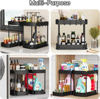 2 Packs Under Sink Pull-Out Storage Organizers, 12.8 Inches, Black - Image 6