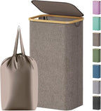 Lifewit 105L Large Laundry Basket with Lid, Removable Bags, Brown by Lifewit
