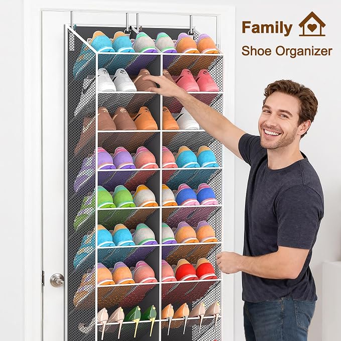 UVIAHOMI Over the Door Shoe Organizer for 30 Pairs, 10-Tier, Dark Grey - Image 3
