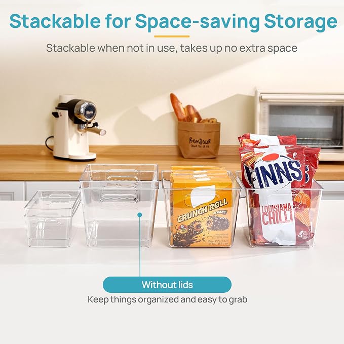 Vtopmart 8 Pack Clear Storage Bins Set for Pantry Organizer - Image 7