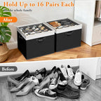 StoreHappily Shoe Organizer for Closet - 2 Packs Hold up to 32 Pairs, Black - Image 2