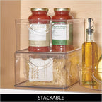 iDesign Plastic Stackable Kitchen Cabinet Storage Bin with Handles - Clear Pantry Organizer Medium (Pack of 4) - Image 5
