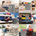 Waterproof Laundry Hamper Collapsible Laundry Basket Leather Handle Laundry Bag Large Clothes Storage Toy Organization for Bathroom Bedroom Laundryroom College Dorms (Pop-Up Laundry Hampers-004) - Image 7