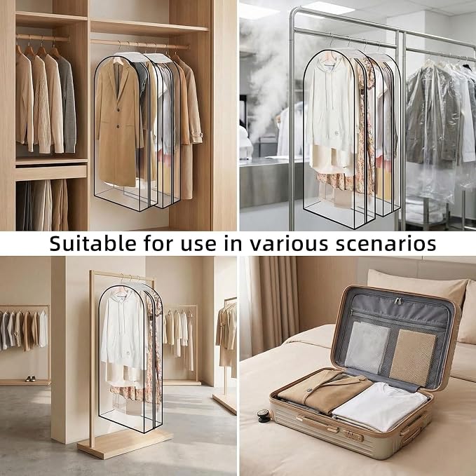 Clear Garment Bags for Hanging Clothes 3-piece set(43,50,60) inch - Image 2