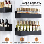 Mystozer Magnetic Spice Rack for Refrigerator, Kitchen Organizer and Storage Shelf, Black (4 Pack)… - Image 6