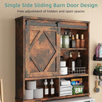 Over the Toilet Storage Cabinet with Farmhouse Sliding Barn Door, Above Toilet Organizer with Toilet Paper Holder Stand, Behind Toilet Shelf, Space Saver for Restroom, Bathroom, Laundry, Brown - Image 4