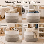 JMvicyroam 115L Extra Large Machine Washable Cotton Rope Blanket Basket - Image 5