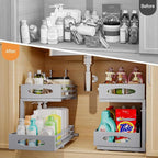 Under Sink Organizer, 2 Tier Under Sink Organizers and Storage, Adjustable Height, Slide out Metal Cabinet Organizers, Pull out Cabinet Storage Drawer Shelf for Kitchen Bathroom (Gray, 2 Pack) - Image 4