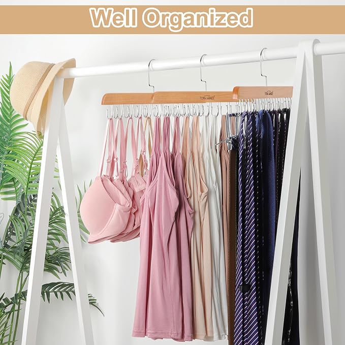 TOPIA HANGER Bra Hanger for Closet, Tank Top Hangers Space Saving Natural - Image 6