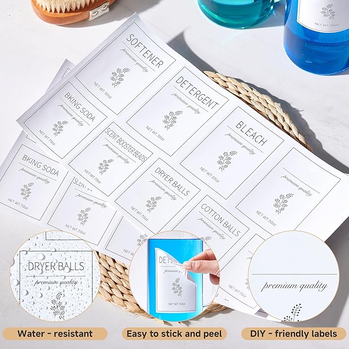 Glass Laundry Detergent Dispenser Set - 2x50oz & 2x70oz Borosilicate Containers with Bamboo Lids, Handle& Labels, Stores Powder,laundry pods,Fabric Softener, for Laundry Room organization and Decor - Image 4