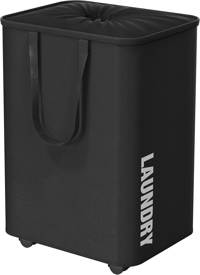 Simple Houseware Large 82L Laundry Basket with Wheels and Handles, Black by SimpleHouseware
