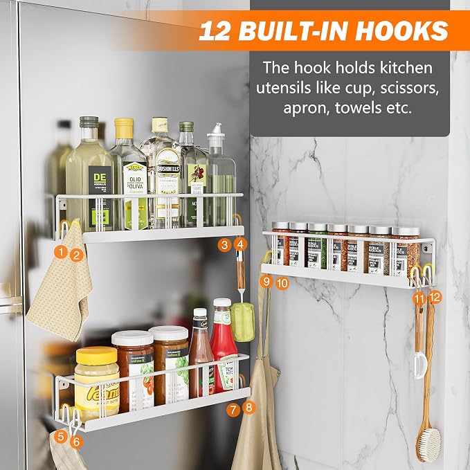Bunoxea Spice Rack Wall Mounted 3 Pack,RV Spice Rack,White - Image 5