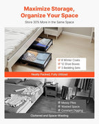 VEVOR Under Bed Storage with Wheels, 36.0 x 18.1 x 7.3 inch, Underbed Containers with Clear Lid, Underbed Shoe Organizer, Rolling Under the Bed Storage Bins for Clothes Shoes Blankets Bedroom, 2 Pack - Image 6