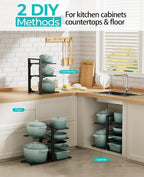 ORDORA Pots and Pans Organizer Under Cabinet 13.8", 6-Tier Adjustable Rack - Image 3