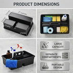 3-Compartment Plastic Cleaning Caddy Basket – Stackable Large Commercial Quality Plastic Tool Organizer Bucket with Handle, Black - Image 2