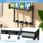 HUFAND 15" Wall Mounted Broom Holder and Mop Organizer with Shelf and Hook - Image 5