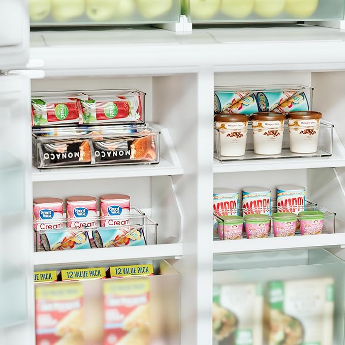 Heyuzb 4 PACK Freezer Organizer Bins Clear Stackable Storage Bins for Fridge Organization and Storage - Image 2